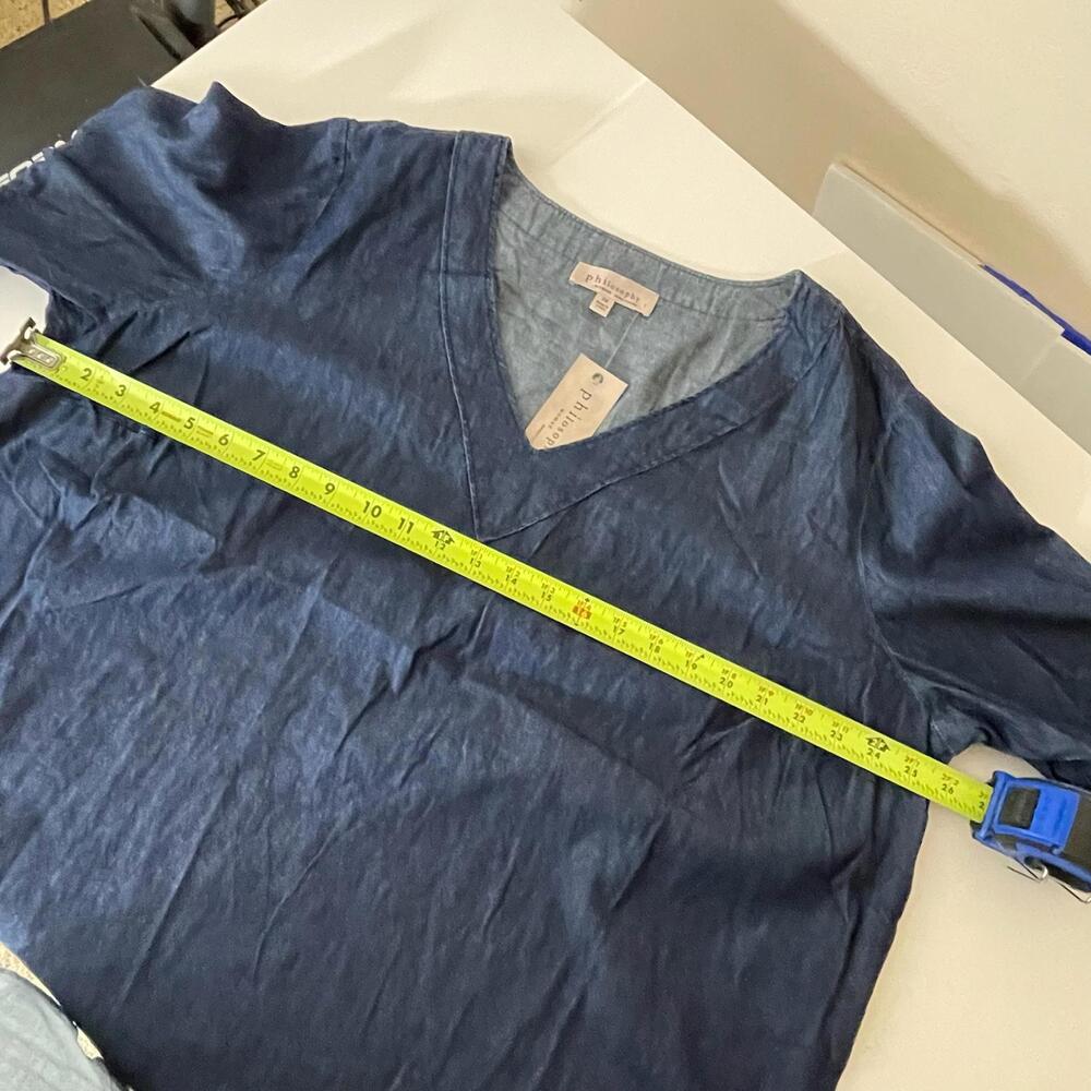 Philosophy Womans 2X Denim Tunic Top | NWT | V-Neck Cotton Dark Wash $88 - Picture 6 of 9